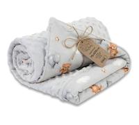 Totsy Baby Couverture Bebe Couverture Toute l'année 100x75 cm Polaire Hiver Double Face - Minky Coton Chaude Douce câline Douillette Enfant Naissance - Nouveau-né Oeko-Tex Ours en Peluche