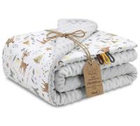 Totsy Baby Couverture Bébé Minky Hiver Polaire Coton Chaude Double Face | toute douce câline douillette réversible - poussette enfant naissance nouveau-né Oeko-Tex certifié Cerf
