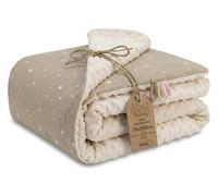 Totsy Baby Couverture Bébé Minky Hiver Polaire Coton Chaude Double Face | toute douce câline douillette réversible - poussette enfant naissance nouveau-né Oeko-Tex certifié Beige