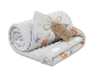 Totsy Baby Couverture Bébé Minky Hiver Polaire Coton Chaude Double Face | toute douce câline douillette réversible - poussette enfant naissance nouveau-né Oeko-Tex certifié Ours en peluche