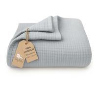 Totsy Baby Couverture Mousseline bébé Coton 110 x 120 cm - Plaid Gaze câlin Lange Muslin Drap Enfant Fin Tissu d’emmaillotage Couette légère Nourrisson Linge de lit pour Petit Gris Clair
