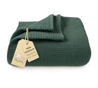 Totsy Baby Couverture Mousseline bébé Coton 110 x 120 cm - Plaid Gaze câlin Lange Muslin Drap Enfant Fin Tissu d’emmaillotage Couette légère Nourrisson Linge de lit pour Petit Vert foncé