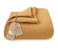 Totsy Baby Couverture Mousseline bébé Coton 110 x 120 cm - Plaid Gaze câlin Lange Muslin Drap Enfant Fin Tissu d’emmaillotage Couette légère Nourrisson Linge de lit pour Petit Jaune