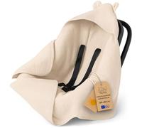 Nid d'ange bébé couverture en mousseline 85x85 cm - Chanceliere enveloppante cosy pour poussette ou siege auto lavable Beige Clair