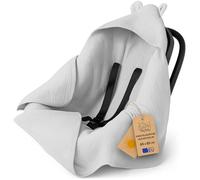 Totsy Baby Couverture Poussette en Mousseline - léger nid d'ange Respirant pour siège Auto avec Capuche pour l'été - aéré pour Poussette et Nouveau-né 85x85 cm Oeko-Tex Gris