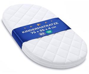 Totsy Baby Matelas Bebe - Basic pour lit Bebe Berceau couffin nacelle et Lits Parapluie 35 x 75 avec Housse Enfant Protection Contre l'humidité Ovale Oeko-Tex