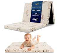 Totsy Baby Matelas Bebe Pliable 60x120 cm pour lit - Matelas bébé pour Lits Parapluie Sol Enfant et Respirant en Mousse avec Lavable Housse 60 x 120 cm Girafes
