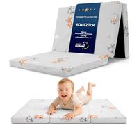 Totsy Baby Matelas Bebe Pliable 60x120 cm pour lit - Matelas bébé pour Lits Parapluie Sol Enfant et Respirant en Mousse avec Lavable Housse 60 x 120 cm Ours en Peluche