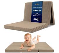 Totsy Baby Matelas Pliant Enfant Pliable - 60x120 cm Couchage d’Appoint Invité Couchage de Sol Chambre Enfant Matelas de Voyage Compact Léger Housse Amovible Lavable 60 x 120 Marron