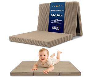 Totsy Baby Matelas Pliant Enfant Pliable - 60x120 cm Couchage d’Appoint Invité Couchage de Sol Chambre Enfant Matelas de Voyage Compact Léger Housse Amovible Lavable Oeko-Tex 60 x 120 Marron