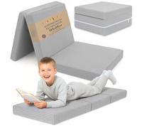 Totsy Baby Matelas Pliant Enfant Pliable - 65x195 cm Couchage d’Appoint Invité Couchage de Sol Chambre Enfant Matelas de Voyage Compact Léger Housse Amovible Lavable Oeko-Tex 65 x 195 Gris Clair