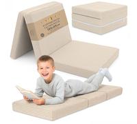Totsy Baby Matelas Pliant Enfant Pliable - 65x195 cm Couchage d’Appoint Invité Couchage de Sol Chambre Enfant Matelas de Voyage Compact Léger Housse Amovible Lavable Oeko-Tex 65 x 195 Beige