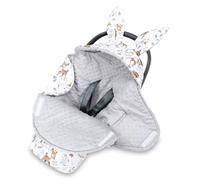 Couverture bébé oreilles de lapin cadeau de naissance - mignonne couverture Minky double face avec capuche - layette pour siège auto poussette 3 et 5 points 90×90 cm Minky Cerf gris clair Oeko-Tex
