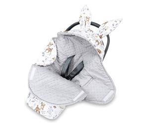 Totsy Baby Mignonne Couverture Minky bébé avec Oreilles de Lapin - Cadeau de Naissance pour Nouveau-né avec Capuche - pour siège Auto et Poussette Layette 90×90 cm Minky Cerf Gris Clair Oeko-Tex