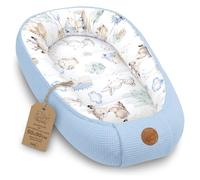 Totsy Baby Nid Bébé Douillet - Réducteur de Lit Nouveau-né en Coton Gaufré | Cocon bebe moelleux enveloppant - respirant et tout doux pour Berceau Landau Chambre Voyage 50x90cm Animaux Bleus