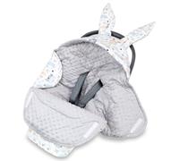 Totsy Baby Nid d'ange Couverture Bebe 90x90 cm - Chanceliere Siege Auto ou enveloppante bébé Poussette Cosy Lavable nid d Ange pour Naissance Enfant Minky Chouette Gris Clair