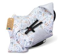 Totsy Baby Nid d'ange pour siège Auto et Poussette - Douce Couverture Minky bébé Double Face avec Capuche pour Nouveau-né - utilisable l'hiver en déplacement 90×90 cm Hiboux Gris Clair Oeko-Tex