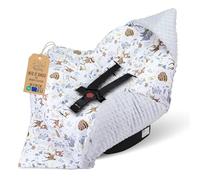 Totsy Baby Nid d'ange pour siège Auto et Poussette - Douce Couverture Minky bébé Double Face avec Capuche pour Nouveau-né - utilisable l'hiver en déplacement 90×90 cm Cerf Gris Clair Oeko-Tex