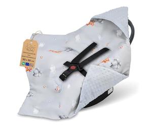 Totsy Baby Nid d'ange pour siège Auto et Poussette - Douce Couverture Minky bébé Double Face avec Capuche pour Nouveau-né - utilisable l'hiver en déplacement 90×90 cm Ours en Peluche Oeko-Tex