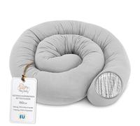 Totsy Baby Oreiller Corps Dormeur Latéral 150 cm Coton Oeko-Tex Long Coussin Ergonomique Respirant Lavable de Couchage Soutien Cou Confort Gris Mousseline