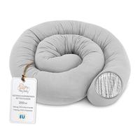 Totsy Baby Oreiller Corps Dormeur Latéral 200 cm Coton Oeko-Tex Long Coussin Ergonomique Respirant Lavable de Couchage Soutien Cou Confort Gris Mousseline