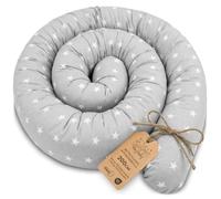 Totsy Baby Oreiller dormeur latéral Oreiller de Corps de lit Serpent 200 cm Coton - Oreiller Long Rouleau de lit Oreiller de Couchage Oreiller Tour de Cou Oreiller Gris avec étoiles Blanches