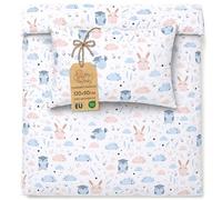 Totsy Baby Parure de Lit Bébé 90x120 cm Coton Housse de Couette Taie 40x60 | Réversible avec fermeture éclair pour garçon et fille enfant certifié Oeko-Tex en coton doux Motif hibou