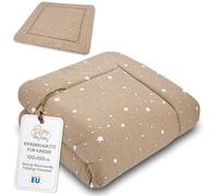 Totsy Baby Tapis d'eveil Chambre Bebe - Matelas de Sol Enfant pour eveil Jeux au de Parc Tapis en Coton et Epais pour bébé et Enfants 100 cm Certificat Oeko-Tex Beige avec des étoiles Blanches