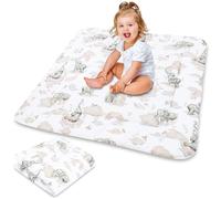 Totsy Baby Tapis d'eveil Chambre Bebe - Matelas de Sol Enfant pour eveil Jeux au de Parc Tapis en Coton et Epais pour bébé et Enfants 100 cm Certificat Oeko-Tex Éléphant