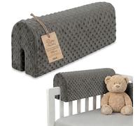 Totsy Baby Tour de lit bébé Respirant 120 cm - Contour de Lits pour Tout-Petits Protege Enfant barreaux ou Barriere Bebe Tours Mousse Berceau Protection Minky Gris