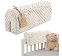 Totsy Baby Tour de lit bébé Respirant 70 cm - Contour de Lits pour Tout-Petits Protege Enfant barreaux ou Barriere Bebe Tours Mousse Berceau Protection Minky Beige Clair