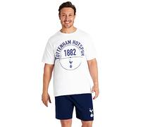 Tottenham Hotspur Ensemble de pyjama d'été pour homme - T-shirt et short - Pyjama court pour adolescents et hommes - Doux et respirant - 100 % coton - Cadeau idéal pour homme, blanc/bleu, S