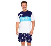 Tottenham Hotspur F.C. Ensemble de pyjama court en coton pour homme - Spurs Gifts, Blanc/bleu marine, M