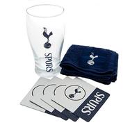 Tottenham Hotspur FC - Ensemble de Verre à bière, Serviette et sous-Verres (Taille Unique) (Bleu Marine/Blanc)