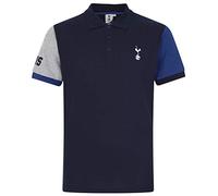 Tottenham Hotspur Officiel - Polo thème Football - avec Blason - Homme - Bleu Marine/Manches Contrastantes - L