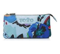 TOTTO Trousse Scolaire Trois Compartiments en Toile Florale - Conseil Taille Standard, Imprimé, ESTÁNDAR, Étuis