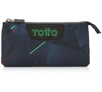 TOTTO Trousse Scolaire Trois Compartiments Fractal - Conseil Taille Standard, Bleu, ESTÁNDAR, Étuis