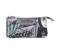 Totto Trousse Scolaire Trois Compartiments Manches - Conseil Taille Standard, Gris, ESTÁNDAR, Étuis