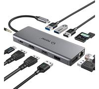 Totu - Hub USB C 13 en 1 de type C - Double HDMI 4 K et DP - 75 W PD - Station d'accueil triple affichage pour Windows et MacBook Pro, systèmes USB C, MacOS - Ne prend en charge que l'affichage miroir