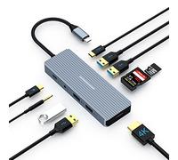 TOTU Hub USB C, adaptateur de type C, hub USB C 10 en 1 MacBook Pro/Air adaptateur multiport avec HDMI 4K, 100 W PD, USB C 3.0, 2 USB 3.0, 2 USB 2.0, lecteur de carte SD/TF et audio 3,5 mm