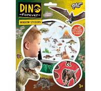 Totum 075054 Dino Sticker pour fenêtre avec plus de 45 autocollants dinosaures réutilisables et une scène de paysage pour fenêtre et miroir