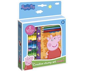 Totum 360242 Pig Kit de tampons - Kit créatif de 5 tampons Auto-encreurs, Livre de coloriage, 3 Crayons de Couleur & Autocollants avec Motifs de Peppa Pig & Leurs Amis