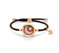 TOTWOO Bracelet Connecté pour Couple Amoureux à Distance, Duo Vibrant en Acier Inoxydable Réglable avec Connexion Bluetooth en Tête-à-Tête,Lune, Chaîne Figaro, Or Rose