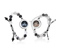 TOTWOO Bracelet Couple Connecté avec Perles - Interaction à Distance avec Vibration Tactile, Cadeau Amoureux pour les Couples (Hommes & Femmes)