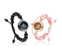 TOTWOO Bracelet Couple Connecté avec Perles - Interaction à Distance avec Vibration Tactile, Cadeau Amoureux pour les Couples (Hommes & Femmes)