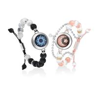 TOTWOO Bracelet Couple Connecté avec Perles - Interaction à Distance avec Vibration Tactile, Cadeau Amoureux pour les Couples (Hommes & Femmes)
