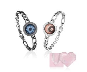 TOTWOO Bracelet de couple intelligent pour les couples à distance - Connexion Bluetooth, s'allume et vibre au toucher - Cadeau romantique pour la Saint-Valentin et un anniversaire