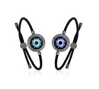TOTWOO Bracelet Idéal pour les Couples à Distance, Bracelet Connecté avec Fonction Vibration, Nœud Tressé Ajustable,Boîtier en Acier Inoxydable,Lot de 2,Soleil, Soleil,Corde de Milan,Noir, Noir