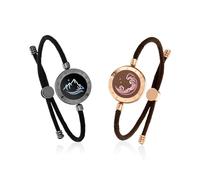 TOTWOO Bracelets de couple tactile avec connexion Bluetooth 1 à 1 via application, lumières et vibrations - Cadeau parfait pour la Saint-Valentin et les couples à distance, en acier inoxydable 316L