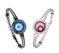 TOTWOO Bracelets de couple tactile avec connexion Bluetooth 1 à 1 via application, lumières et vibrations - Cadeau parfait pour les couples à distance, en acier inoxydable 316L